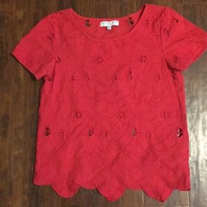 Red crochet blouse